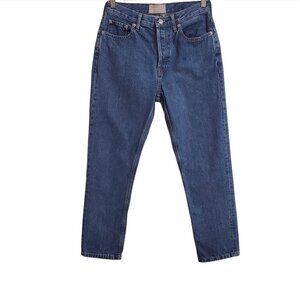 Everlane Womens The Cheeky Jeans 27 Crop Button Fly Cotton Blue